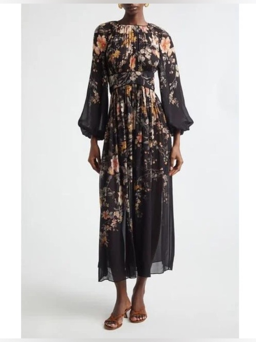 Zimmermann Women's Black Kindred Spirit Carousel Floral Long Sleeve Midi dress